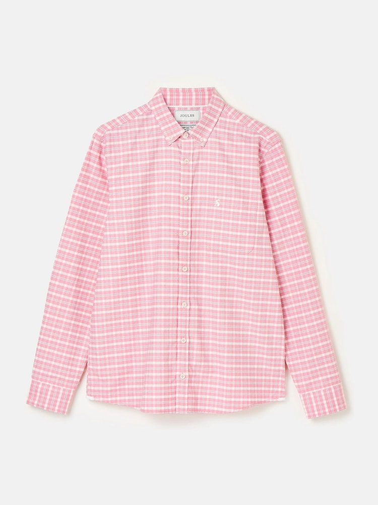 Joules Oxford Pink Check Long Sleeve Classic Fit Shirt - Image 9 of 9