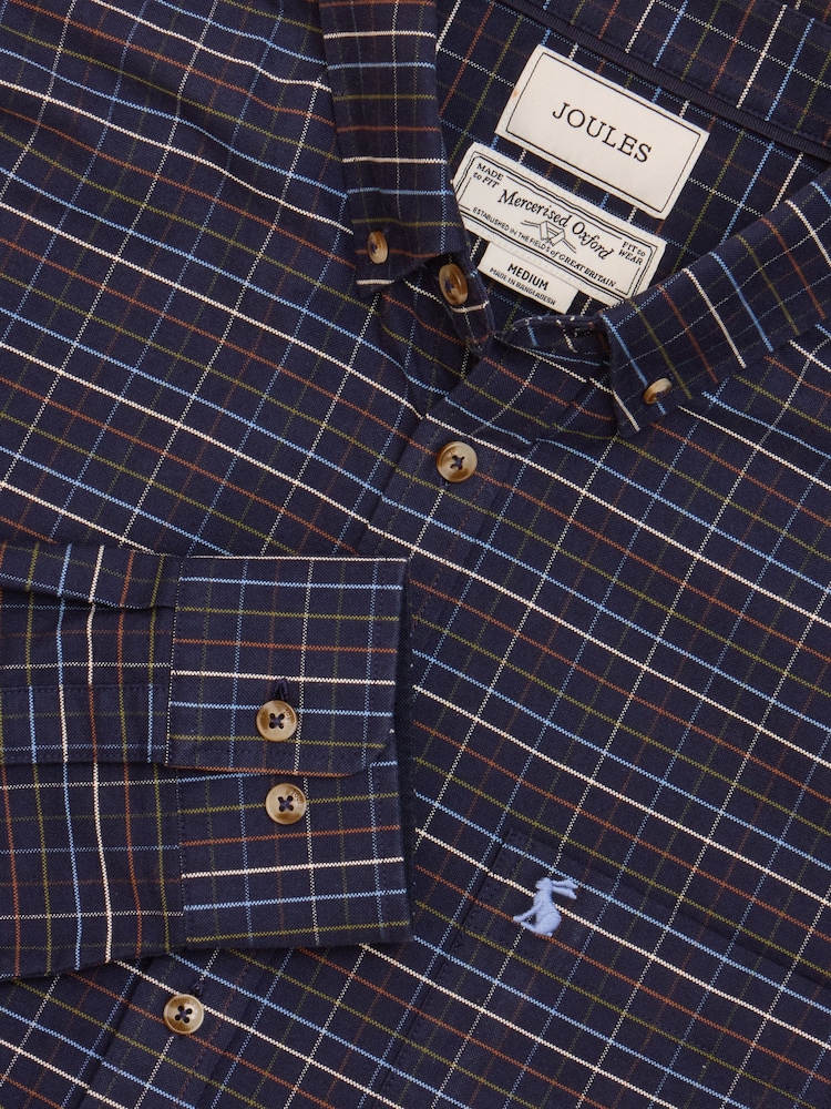 Joules Oxford Navy Check Long Sleeve Classic Fit Shirt - Image 1 of 11