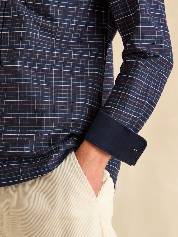 Joules Oxford Navy Check Long Sleeve Classic Fit Shirt - Image 10 of 11