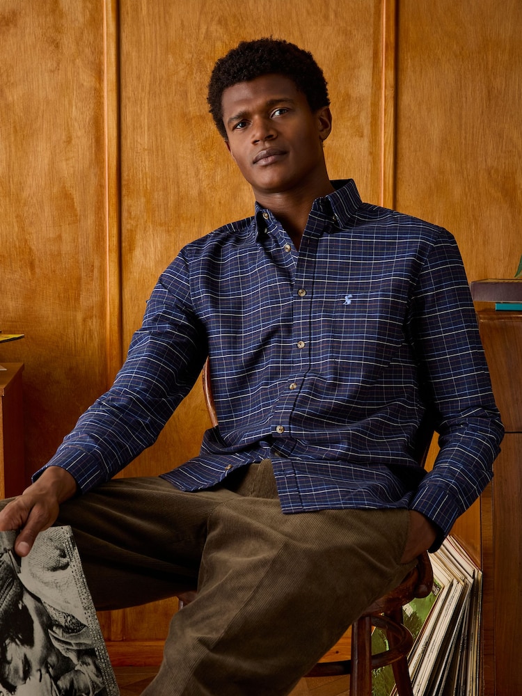 Joules Oxford Navy Check Long Sleeve Classic Fit Shirt - Image 2 of 11