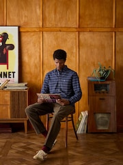 Joules Oxford Navy Check Long Sleeve Classic Fit Shirt - Image 3 of 11