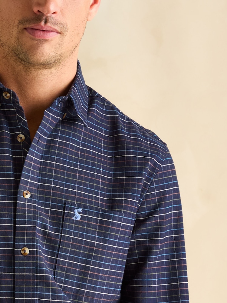 Joules Oxford Navy Check Long Sleeve Classic Fit Shirt - Image 4 of 11