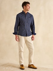 Joules Oxford Navy Check Long Sleeve Classic Fit Shirt - Image 7 of 11