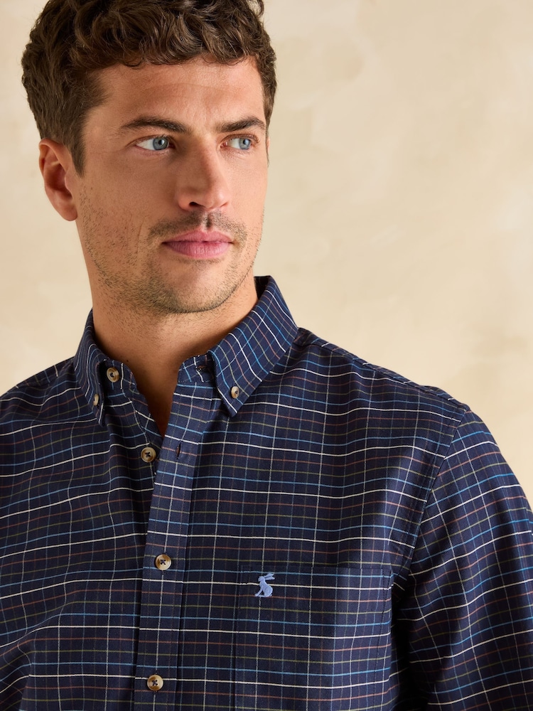 Joules Oxford Navy Check Long Sleeve Classic Fit Shirt - Image 8 of 11