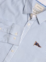 Joules Oxford Embellished Blue Stripe Long Sleeve Classic Fit Cotton Shirt - Image 1 of 8