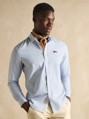 Joules Oxford Embellished Blue Stripe Long Sleeve Classic Fit Cotton Shirt - Image 2 of 8