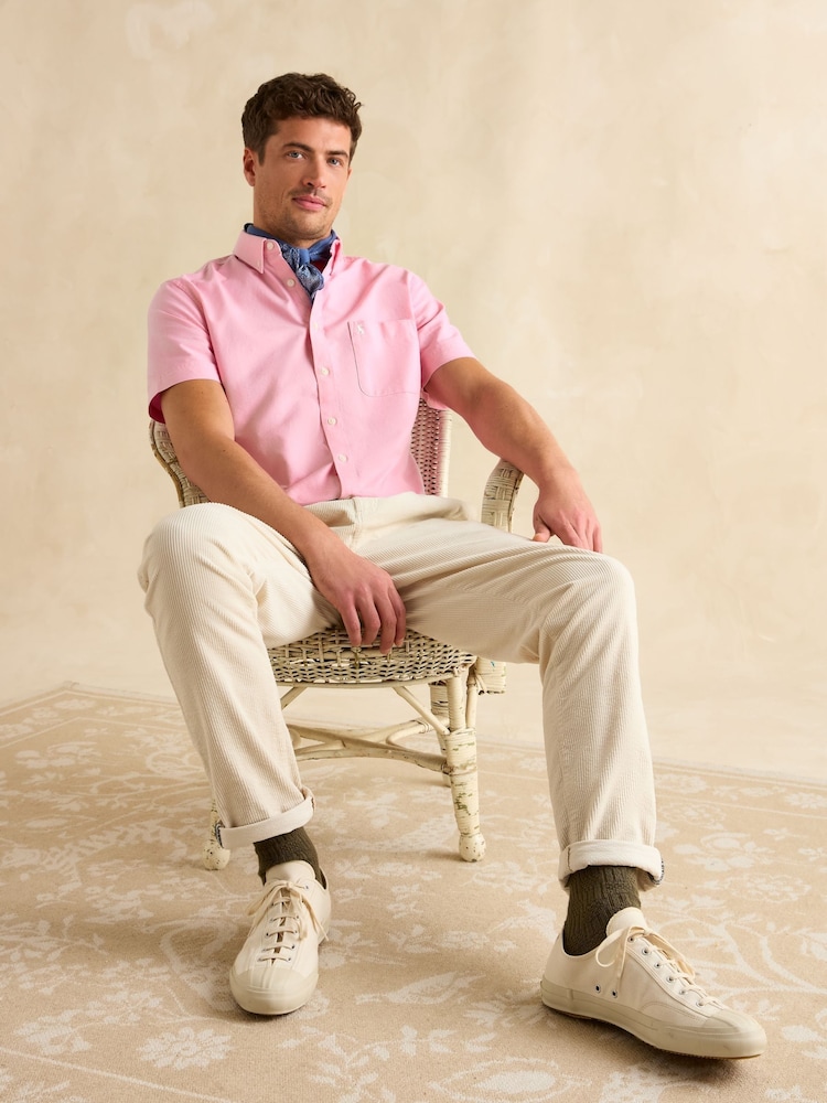 Joules Oxford Pink Short Sleeve Classic Fit Shirt - Image 5 of 8