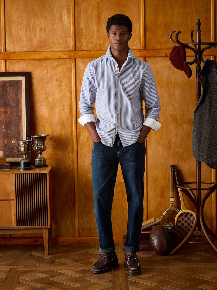 Joules Oxford Blue Stripe Classic Fit Shirt - Image 3 of 12