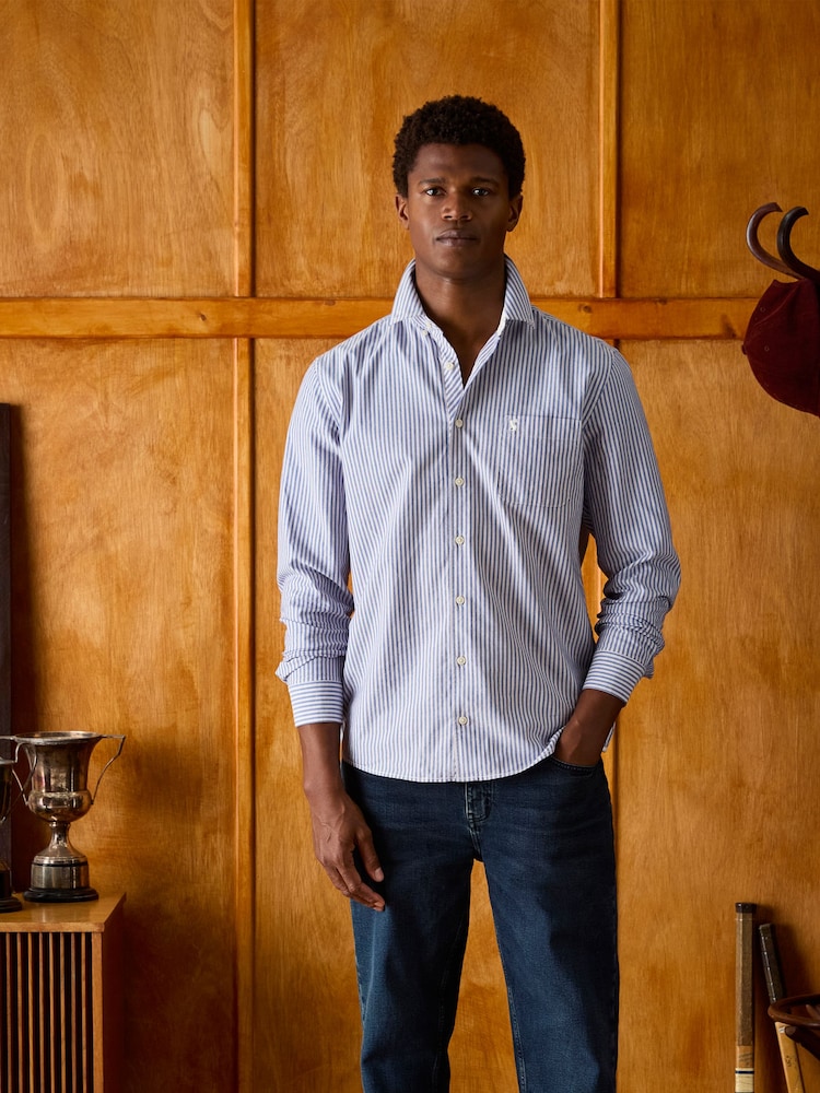 Joules Oxford Blue Stripe Classic Fit Shirt - Image 4 of 12