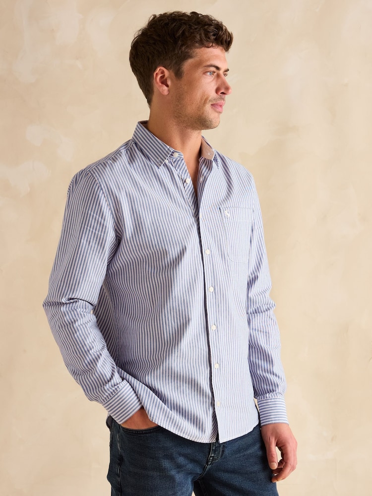 Joules Oxford Blue Stripe Classic Fit Shirt - Image 5 of 12
