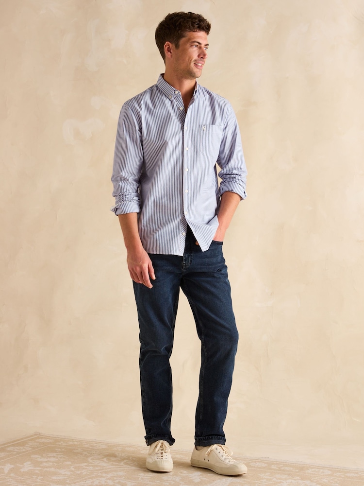 Joules Oxford Blue Stripe Classic Fit Shirt - Image 7 of 12
