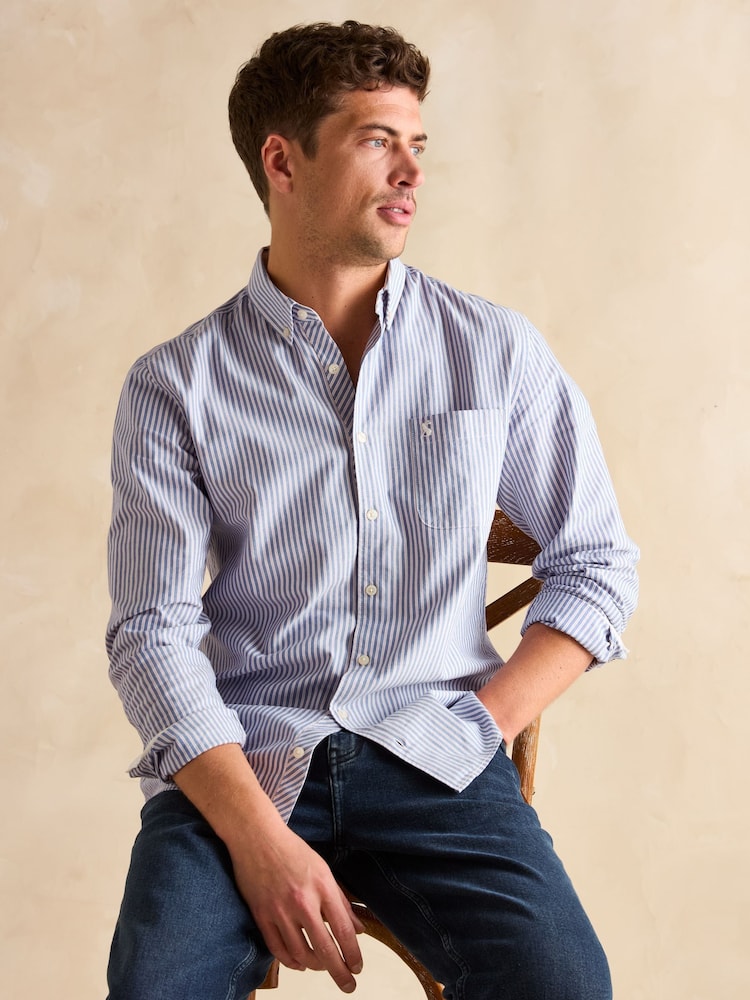 Joules Oxford Blue Stripe Classic Fit Shirt - Image 8 of 12