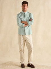 Joules Oxford Green Stripe Classic Fit Shirt - Image 4 of 9