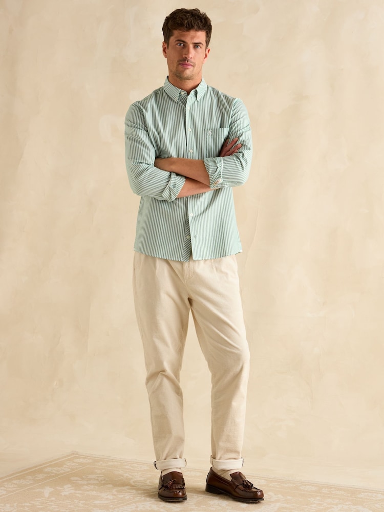 Joules Oxford Green Stripe Classic Fit Shirt - Image 4 of 9