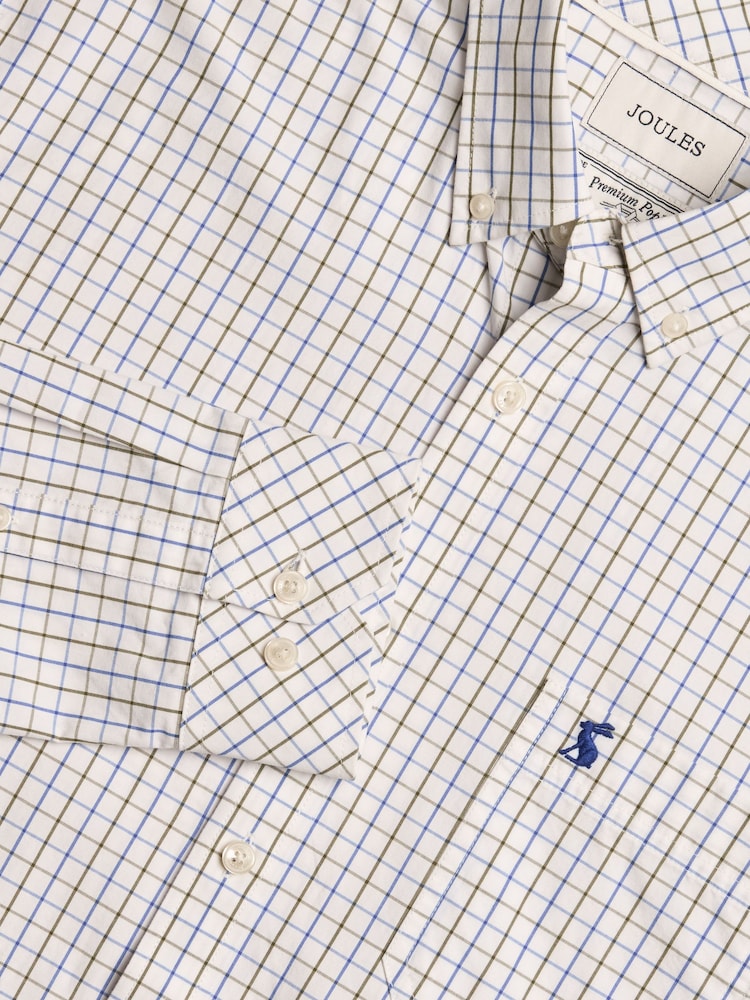 Joules Poplin Blue & Green Check Classic Fit Shirt - Image 1 of 9