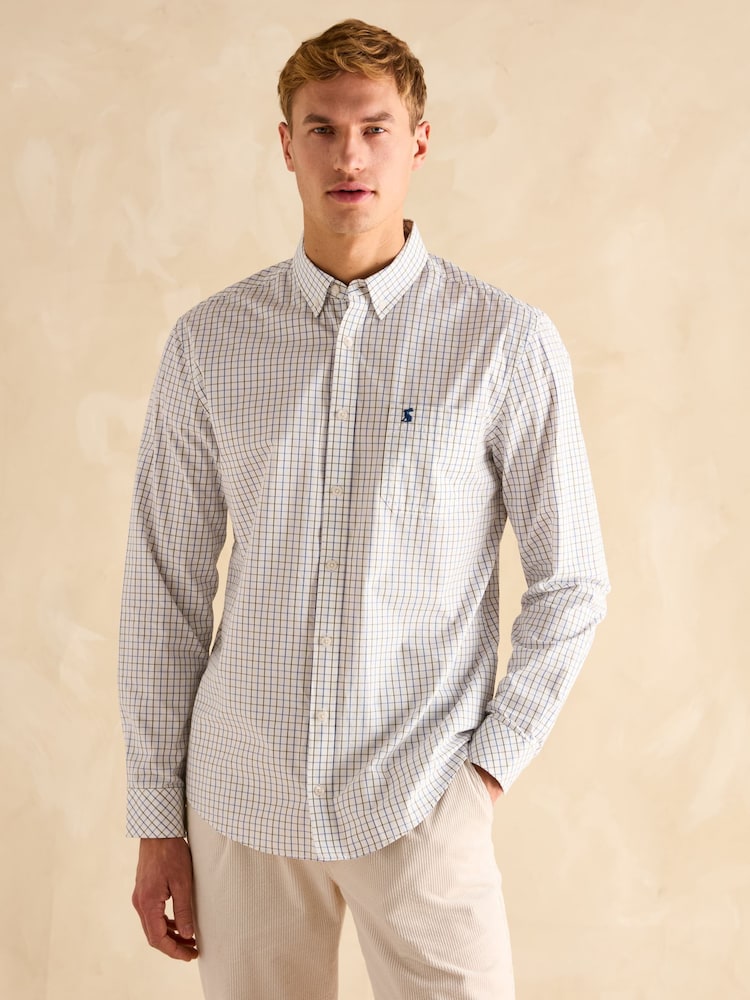 Joules Poplin Blue & Green Check Classic Fit Shirt - Image 2 of 9
