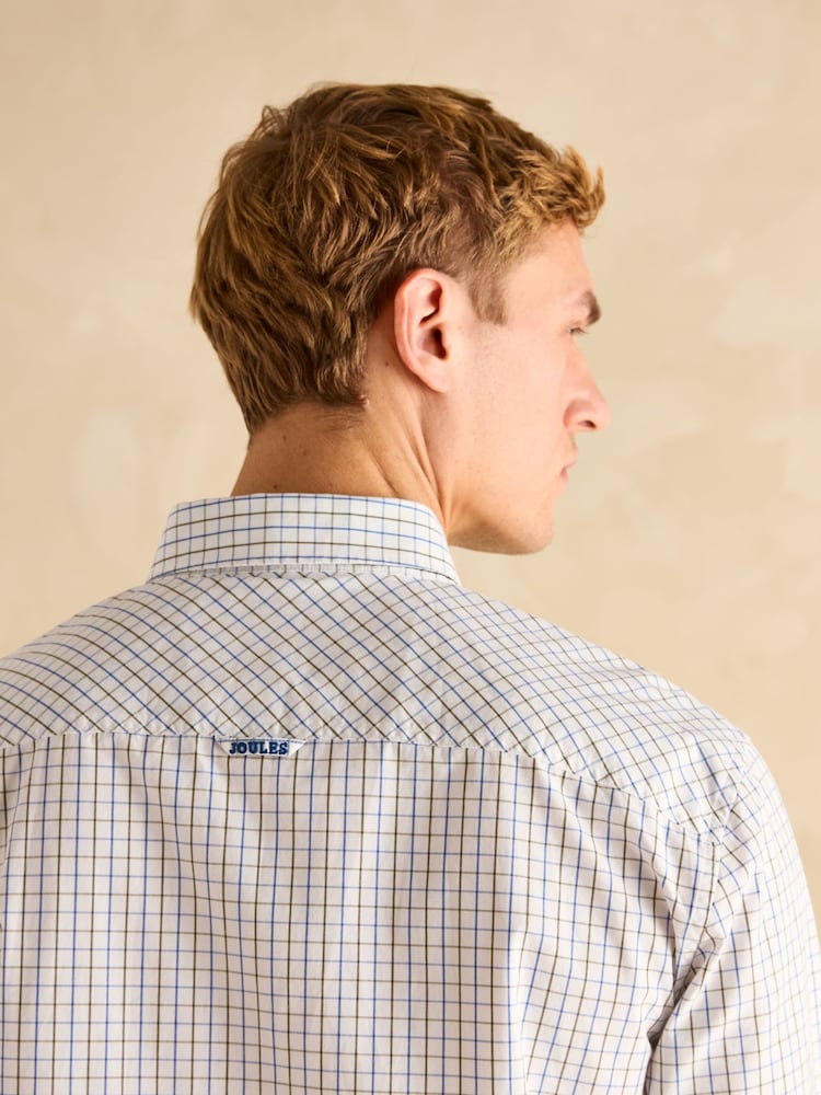 Joules Poplin Blue & Green Check Classic Fit Shirt - Image 9 of 9