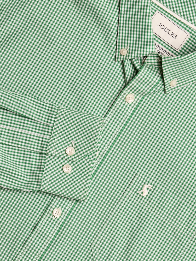 Joules Poplin Green Gingham Check Classic Fit Shirt - Image 1 of 8