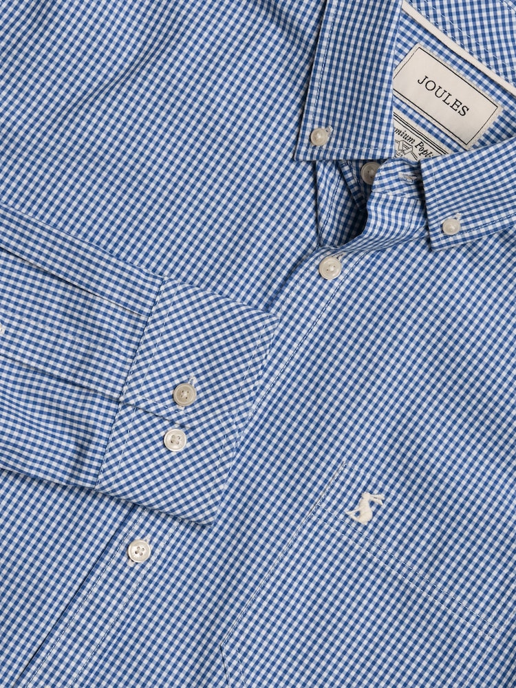 Joules Poplin Blue Gingham Check Classic Fit Shirt - Image 1 of 9