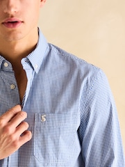 Joules Poplin Blue Gingham Check Classic Fit Shirt - Image 2 of 9
