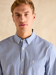 Joules Poplin Blue Gingham Check Classic Fit Shirt - Image 6 of 9