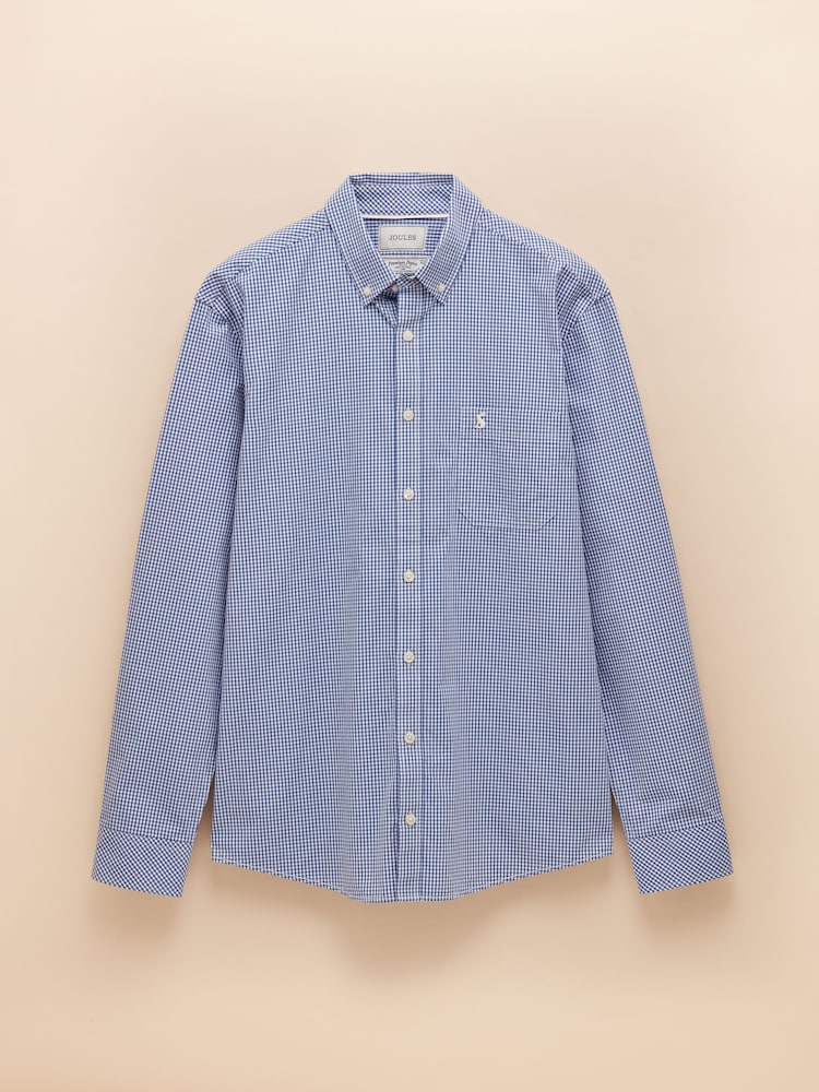 Joules Poplin Blue Gingham Check Classic Fit Shirt - Image 9 of 9