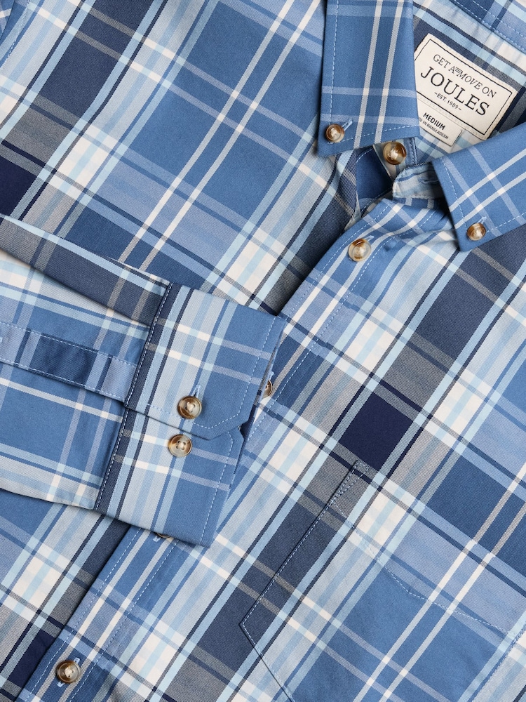 Joules Get A Move On Blue Check Stretch Shirt - Image 1 of 8