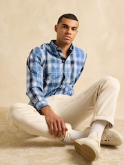 Joules Get A Move On Blue Check Stretch Shirt - Image 4 of 8