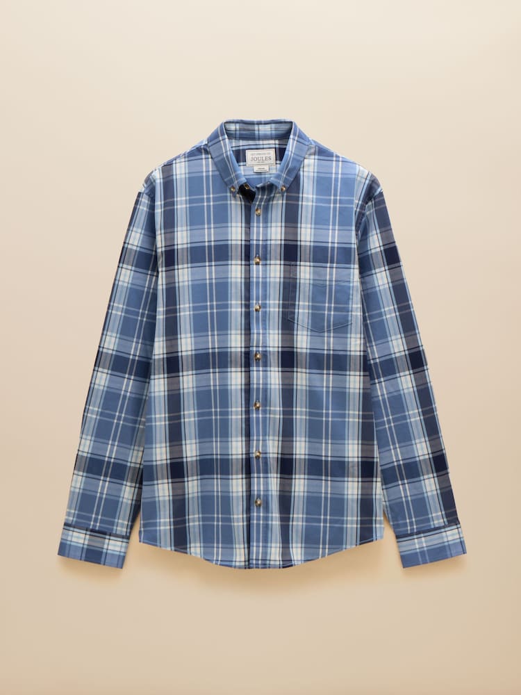 Joules Get A Move On Blue Check Stretch Shirt - Image 8 of 8