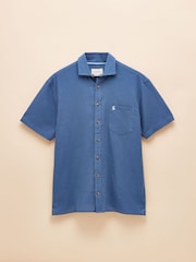 Синий - С коротким рукавом - Joules Linen Blend Shirt - Image 6 of 7