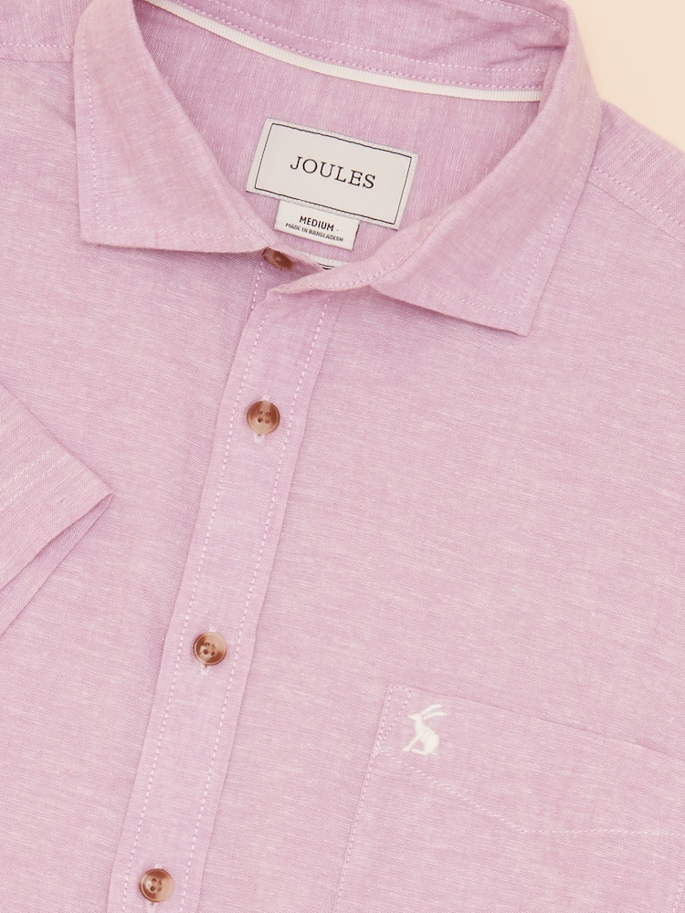 Фиолетовый - С коротким рукавом - Joules льняная рубашка Blend - Изображение 1 из 7