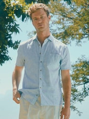 В синюю полоску - С коротким рукавом - Joules Linen Blend Shirt - Image 2 of 9