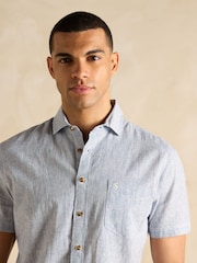 В синюю полоску - С коротким рукавом - Joules Linen Blend Shirt - Image 7 of 9