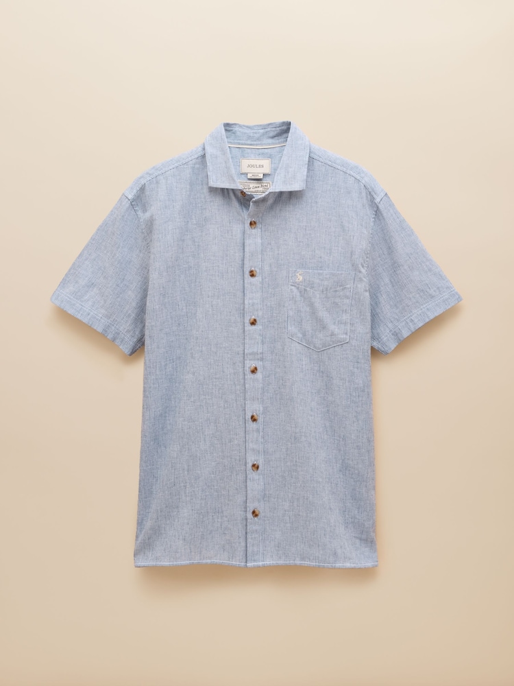 В синюю полоску - С коротким рукавом - Joules Linen Blend Shirt - Image 9 of 9