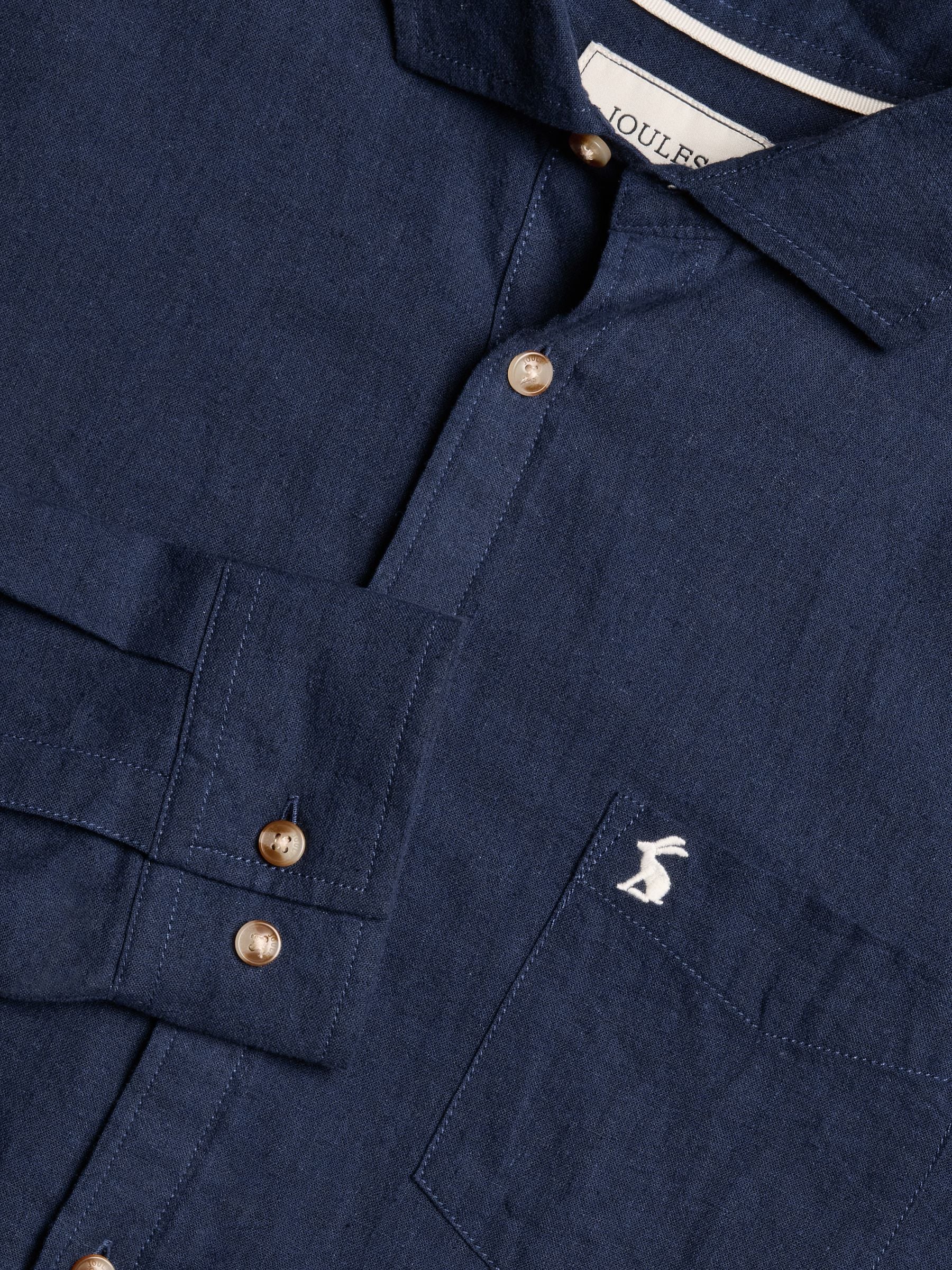 Joules Linen Blend Navy Blue Long Sleeve Shirt