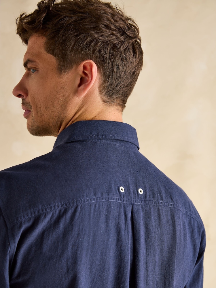 Joules Linen Blend Navy Blue Shirt - Image 6 of 8