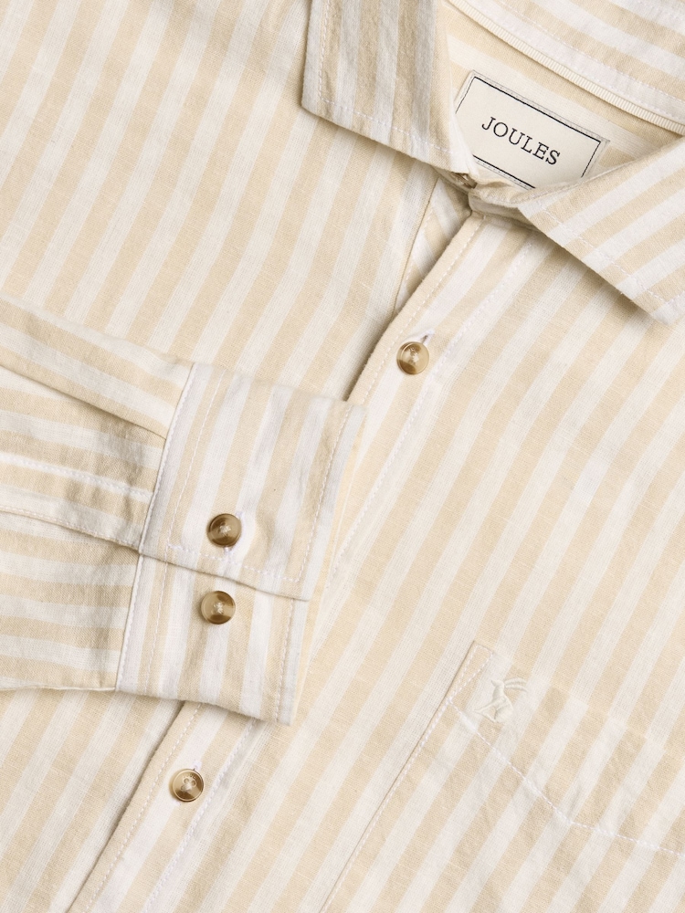 Кремовый/белый в полоску - С длинным рукавом - Joules Linen Blend Shirt - Image 1 of 9