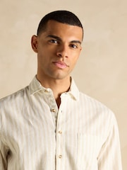 Кремовый/белый в полоску - С длинным рукавом - Joules Linen Blend Shirt - Image 7 of 9