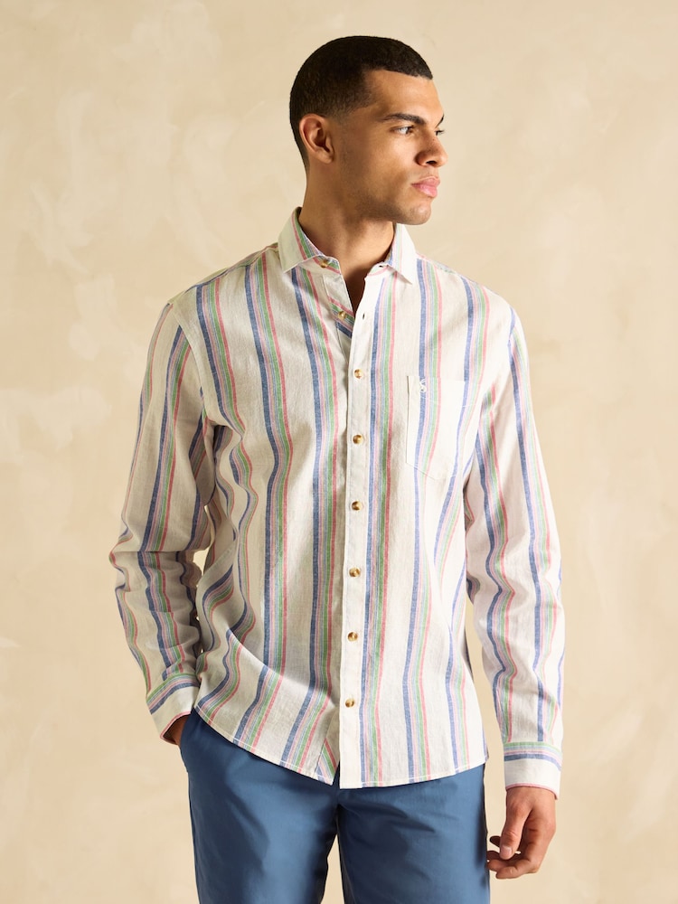 Joules Linen Blend Multi Long Sleeve Shirt - Image 3 of 9