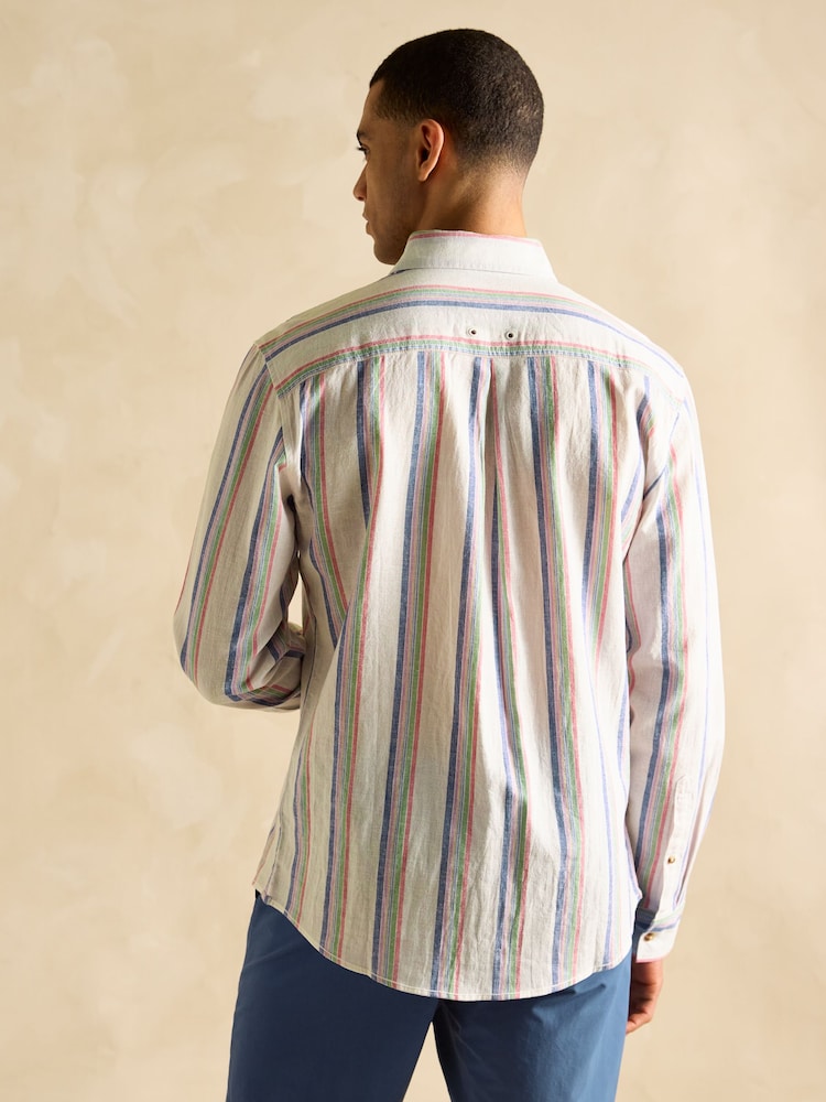 Joules Linen Blend Multi Long Sleeve Shirt - Image 4 of 9