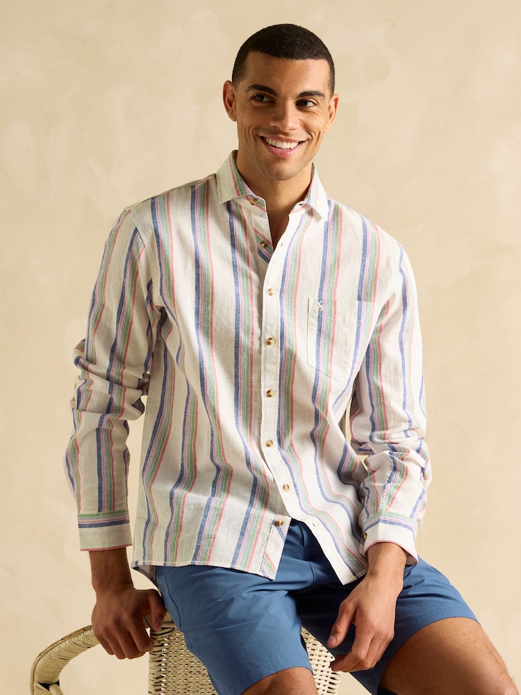 Joules Linen Blend Multi Long Sleeve Shirt - Image 5 of 9
