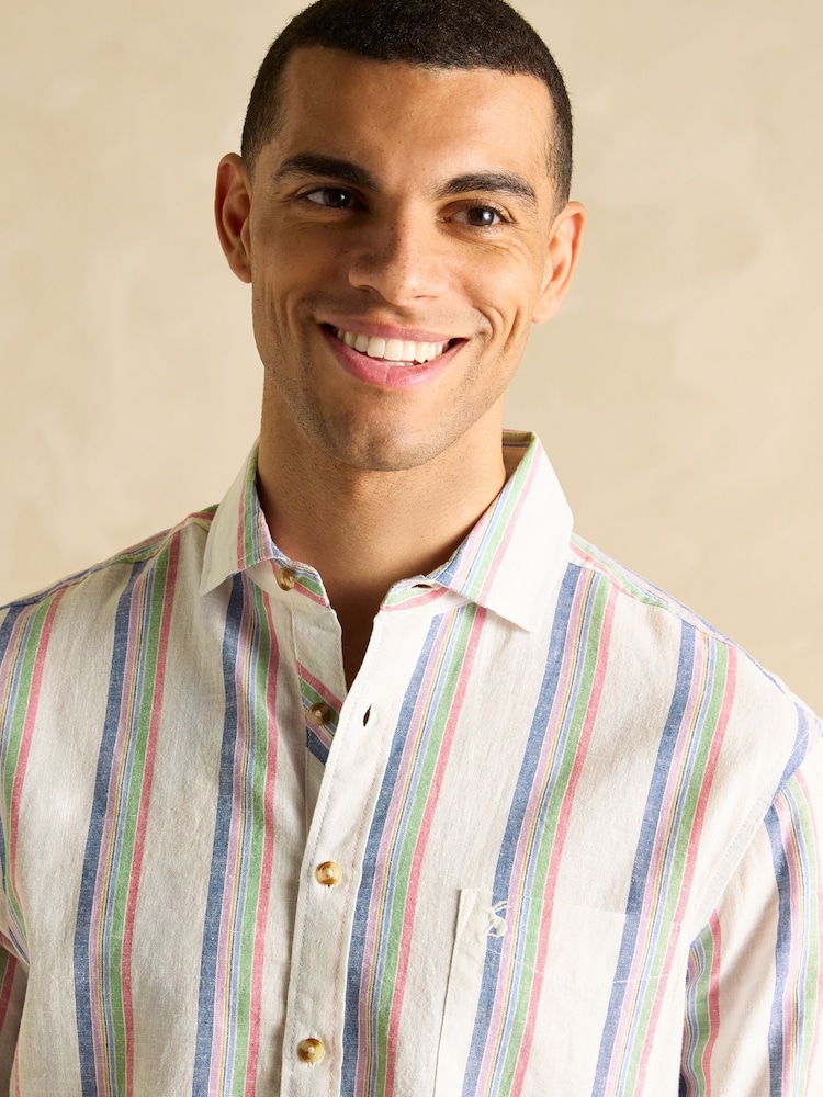 Joules Linen Blend Multi Long Sleeve Shirt - Image 6 of 9
