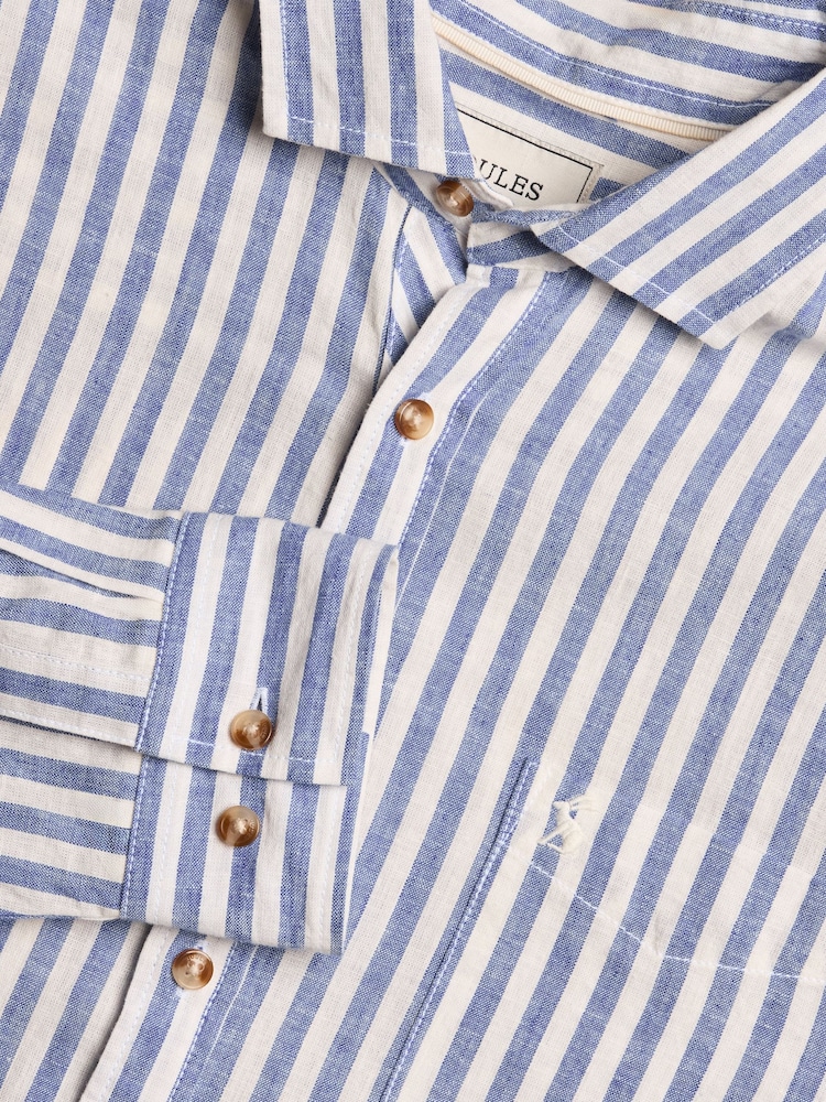 Голубой - С длинным рукавом - Joules Linen Blend Shirt - Image 1 of 10