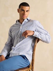 Голубой - С длинным рукавом - Joules Linen Blend Shirt - Image 7 of 10
