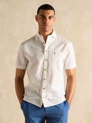 Белый - С коротким рукавом - Joules Linen Blend Shirt - Image 2 of 8