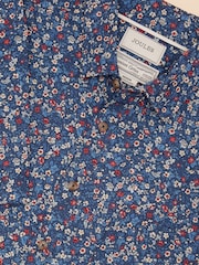 Joules Navy Blue Floral Short Sleeve Classic Fit Shirt - Image 1 of 8