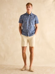 Joules Navy Blue Floral Short Sleeve Classic Fit Shirt - Image 4 of 8