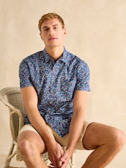 Joules Navy Blue Floral Short Sleeve Classic Fit Shirt - Image 5 of 8
