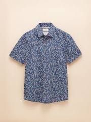 Joules Navy Blue Floral Short Sleeve Classic Fit Shirt - Image 8 of 8