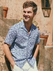 Joules Cotton Slub Navy Short Sleeve Shirt - Image 2 of 10